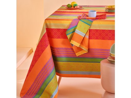 linge de table pur coton enduit impermeable multicolore samba modele mille broderies samba (3)