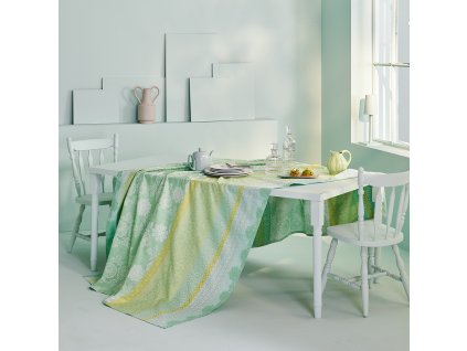 linge de table pur coton vert amande modele mille lace amande