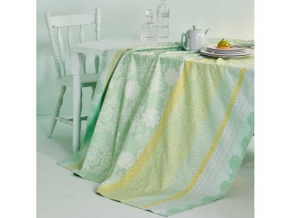 linge de table pur coton vert amande modele mille lace amande (1)