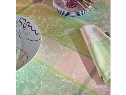 linge de table pur coton rose eclosion modele mille printemps eclosion (3)