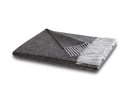 Biederlack Structures Anthracite šedý pléd 130 x 170 cm