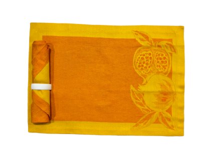 2 prostírky + 2 ubrousky sada 4 kusy MELOGRANO/ARANCIONE, oranžová Salsa Verde