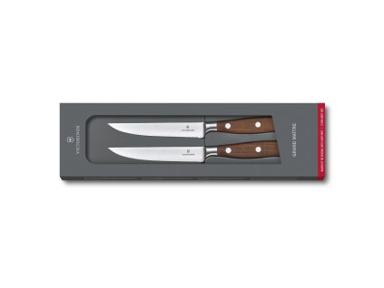 Sada 2 ks steakových nožů Grand Maître Wood vlnkované ostří 12 cm, Victorinox