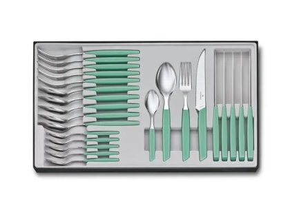 Sada příborů s nožem steakovým Swiss Modern 24 ks zelená, Victorinox