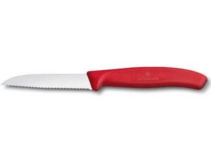 Nůž na zeleninu 8 cm vlnkované ostří červený, Victorinox