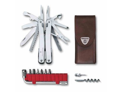 Kleště s ráčnou v koženém pouzdře SWISS TOOL Spirit X Plus, Victorinox