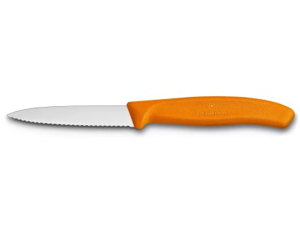 Nůž na zeleninu s vlnkovaným ostřím 8 cm oranžový, Victorinox