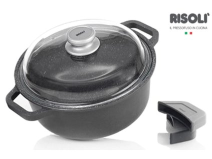 Nepřilnavý hrnec 24 cm 3.5 ltr. se skleněnou poklicí GRANITO HARD STONE, Risoli