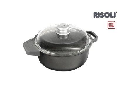 Nepřilnavý kastrol 28 cm 3 ltr. se skleněnou poklicí GRANITO HARD STONE, na indukci