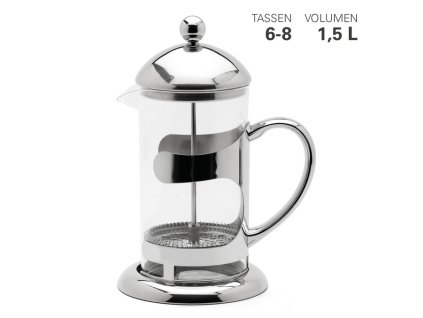 Pressfilterkanne Glas/Edelstahl 1,5L, Weis