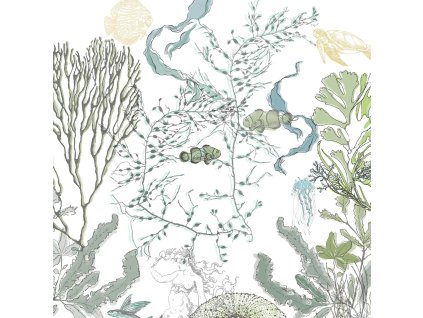 napkin linen and cotton metis mix prewashed 150 gsm printed blue green white balade marine verde