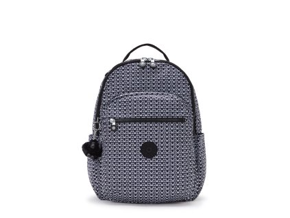 Batoh SEOUL Signature Print, černá, bílá, Kipling Kipling