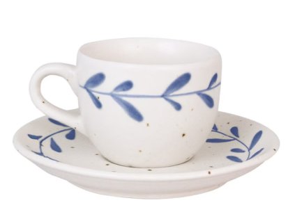 Cup w. Saucer Viola Leaf Blue, Stromshaga