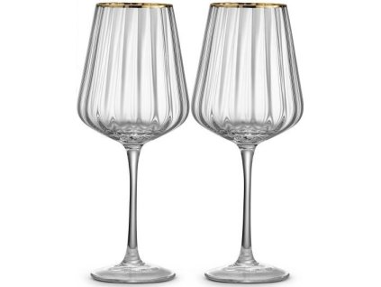 4212 2 4212 2 set 2 bicchieri vino 500 ml in vetro bordo oro in color box trasparente