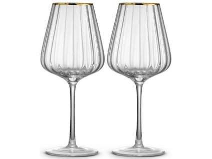 4218 4218 set 2 bicchieri vino 650 ml in vetro bordo oro in color box trasparente