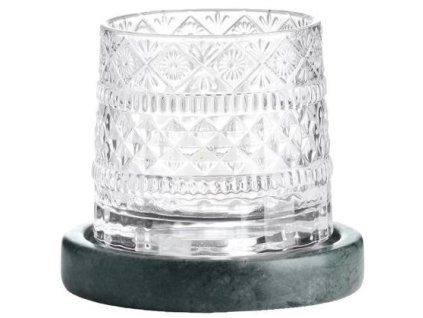 4335 4335 set 2 bicchieri c sottobicchiere in marmo verde scuro in color box trasparente