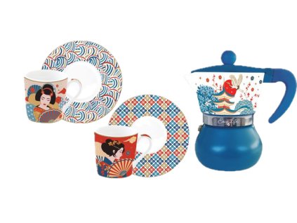 289242 289242 306 306 set 2 tazzine espr100 ml c piattini e caffettiera in color box tokyo