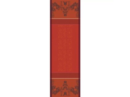table runner 100 cotton stain repellent jacquard pattern red casse noisettes rouge festif (1)