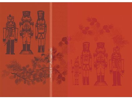 table set 100 cotton stain repellent jacquard pattern red casse noisettes rouge festif