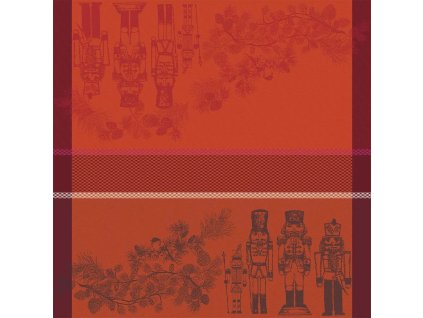 napkin 100 cotton jacquard pattern red casse noisettes rouge festif (1)