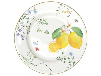 290532 assiette dessert d19cm en porcelaine fleurs et citrons