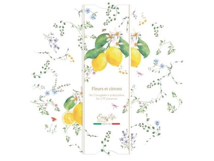 290685 set de 2 dessous d assiette en ppl 345x345 fleurs et citrons