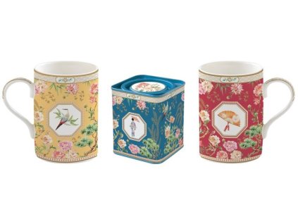 290892 290892 set tea con 2 mug in porce scatola in latta in gift box jardins d orient