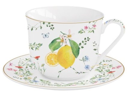 290916 1 coffret dejeuner 37cl en porcelaine fleurs et citrons