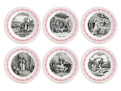 Podložky pod sklenice sada 6 kusů MARIAGE ROSE ASSIETTES A THEME  Gien