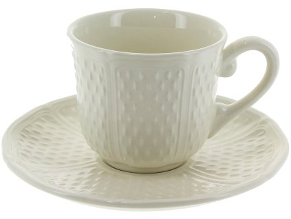 Gien PONT AUX CHOUX BLANC Čajové šálky s podšálky sada 2 kusů