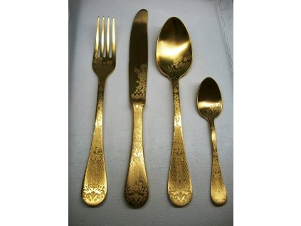 Sada příborů CASABLANCA ICE ORO, matná zlatá (Sady příborů 4 kusy / 1 osoba)