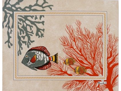 Beauvillé Porquerolles korálově červená prostírka 38x48 cm