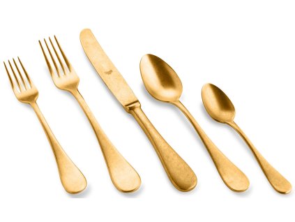 Sada příborů MICHELANGELO VINTAGE ORO, stařená zlatá (Sady příborů 4 kusy / 1 osoba)