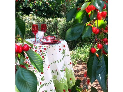 Ubrus s ochranou proti ušpinění FRUITS D'ÉTÉ, červená (Rozměr(cm) 170x170)