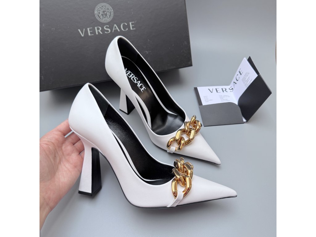 Versace boty na podpatku vel. 38 kožené bílé s mini nedostatkem