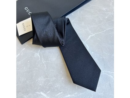 Gucci černá kravata s logem interlocking