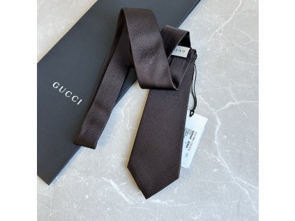 Gucci hnědá kravata s logem interlocking