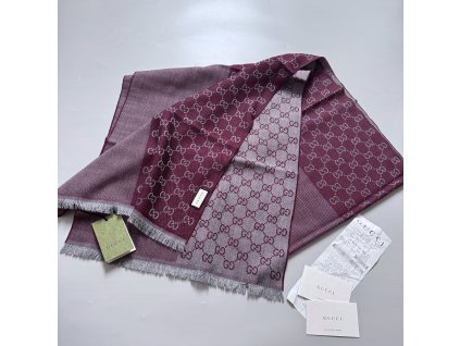 Gucci šála unisex vínovo - šedá 40 x 180 cm