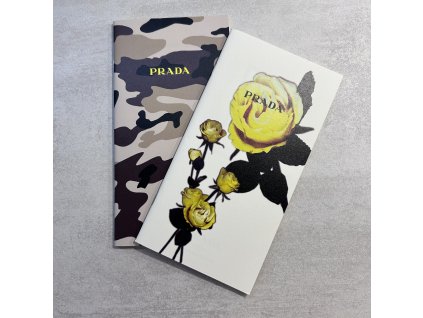 Prada zápisník 21x11 cm oboustranný s růží a maskáčovým potiskem