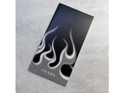 Prada zápisník 21x11 cm černý s plamenem