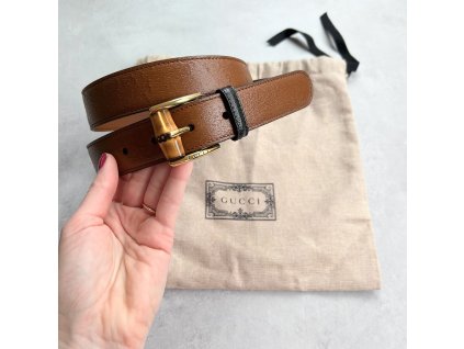 Gucci pásek vel. 90 unisex kožený s bambusovou sponou hnědý