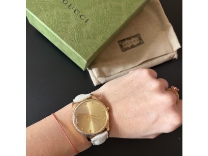 Gucci hodinky 35 mm dámské krémové se zlatou