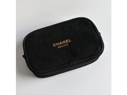 Chanel černá kosmetická taštička s lesklou nití