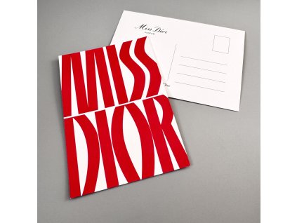 Dior pohlednice Miss Dior bílo-červená
