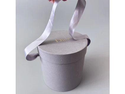 Dior krabice kulatá 16x16 cm šedá