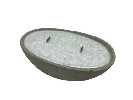 Sviečka v oválnej betónovej miske 17cm