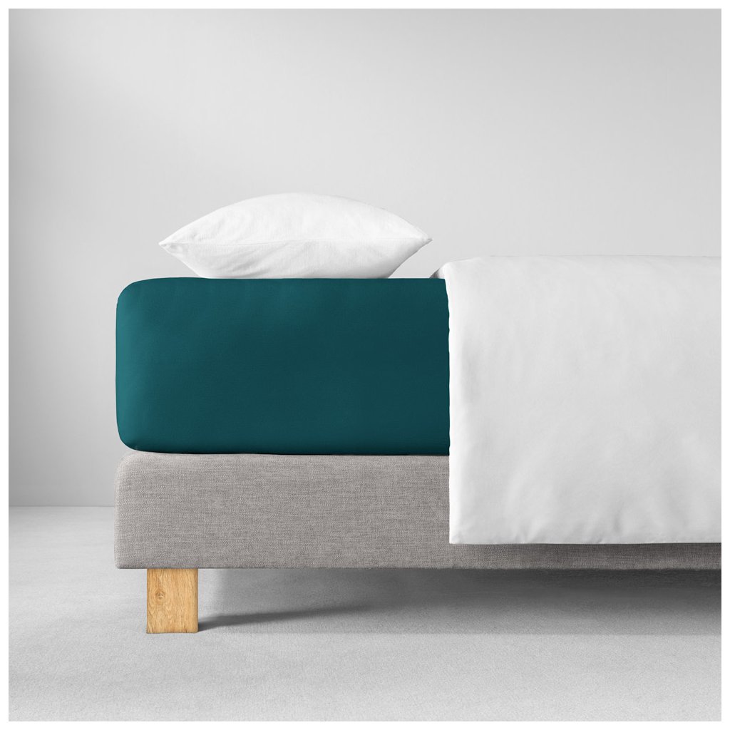 Estella NAPÍNACÍ PROSTĚRADLO CYAN (Rozměry plachet MAKO JERSEY 200x200cm (od 180x200 do 200x220cm))