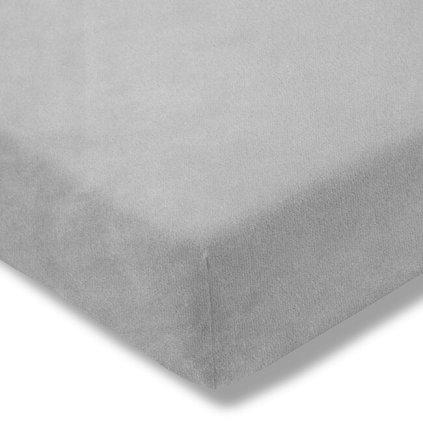 ESTELLA SAMETOVÉ NAPÍNACÍ PROSTĚRADLO PLATIN (Rozměry plachet MAKO JERSEY 200x200cm (od 180x200 do 200x220cm))
