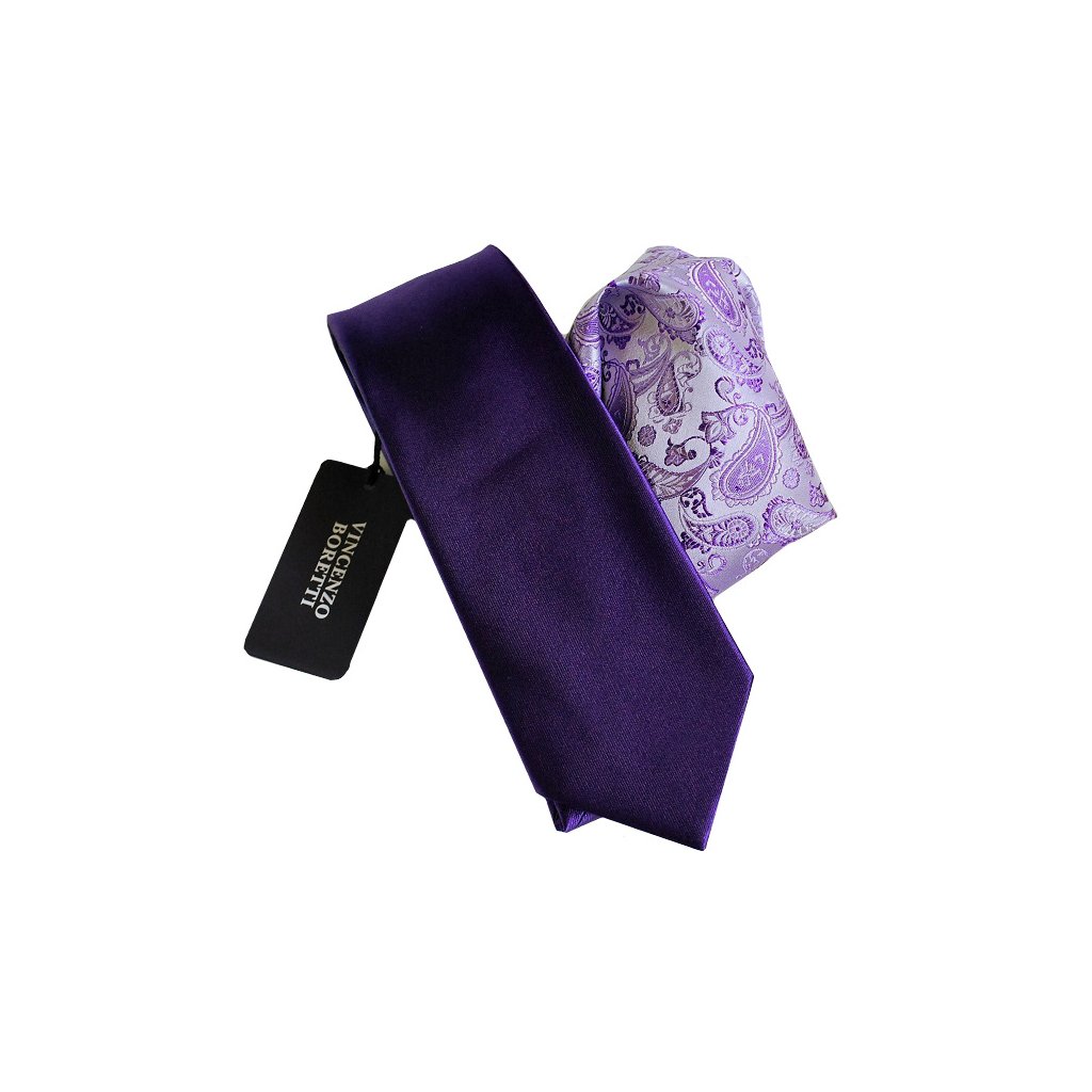 Luxusní plesový set kravaty a kapesníčku - fialový