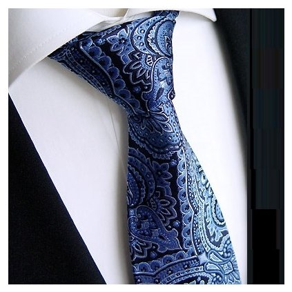 Beytnur 225-1 hedvábná kravata černo modrá paisley